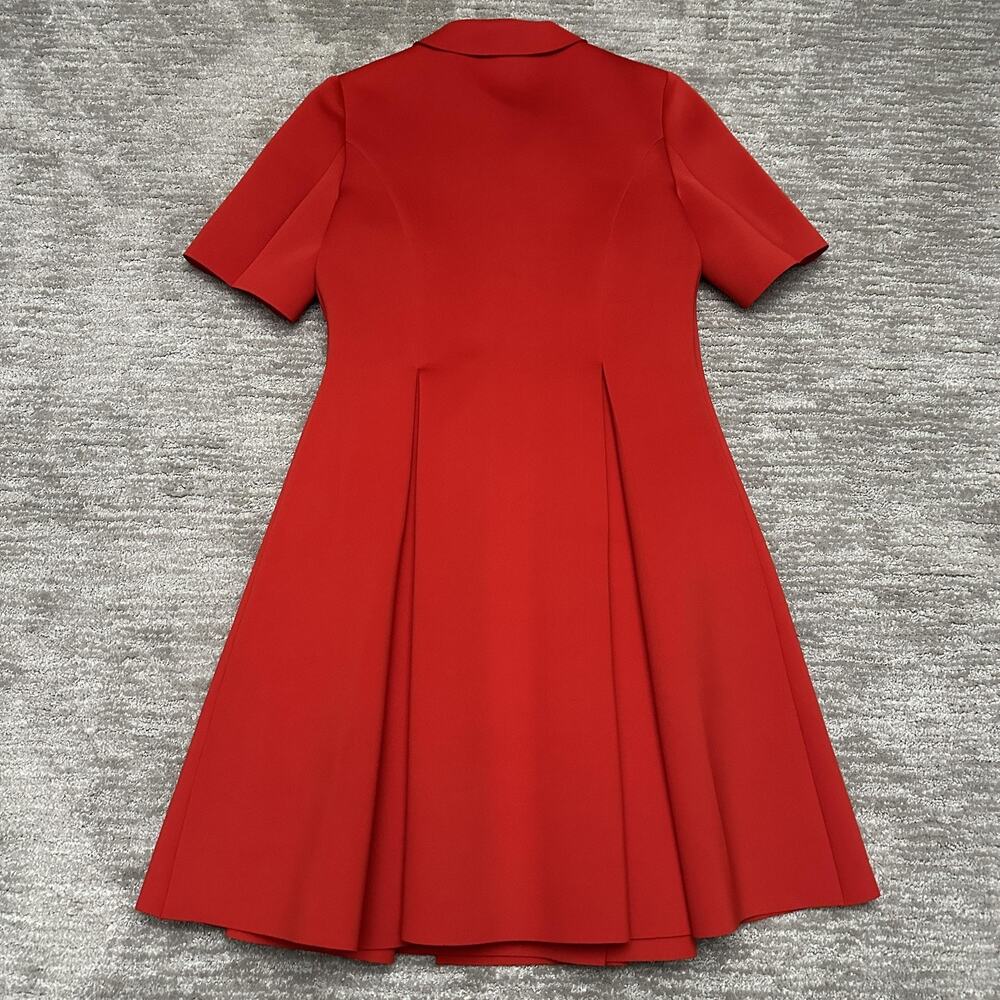 Badgley Mischka Dress Womens 16 Red Fit & Flare Jacket Pleated Short Sleeve - Picture 4 of 13